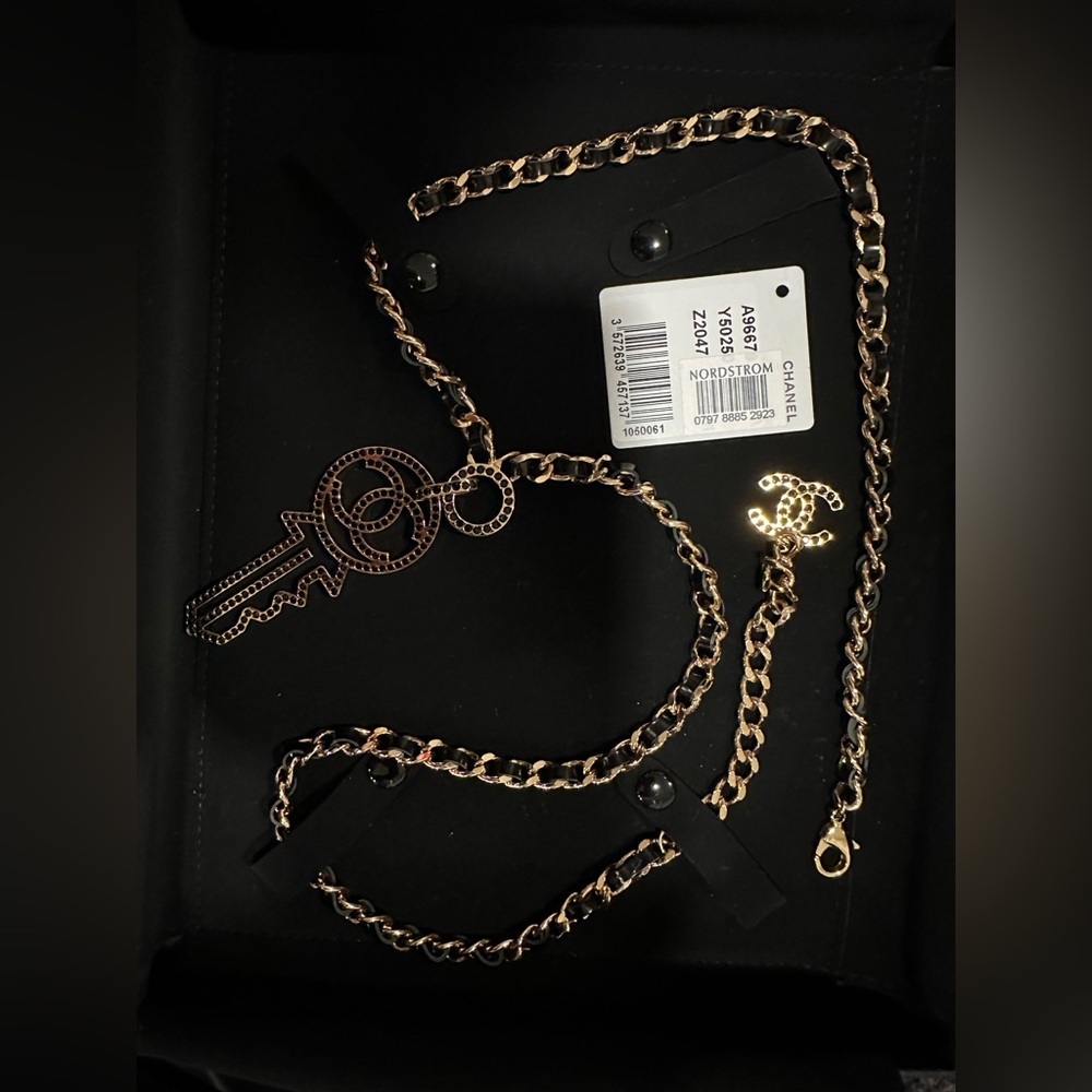 Chanel Key leather chainlink necklace RUNWAY piece